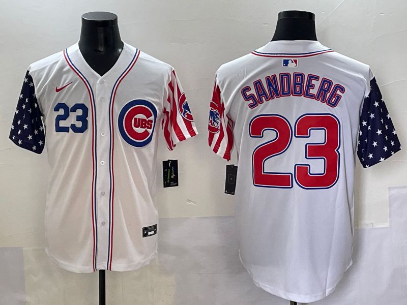 Men 2025 Chicago Cubs #23 Sandberg White a generation of national flags Joint Name Nike MLB Jersey style 1->chicago cubs->MLB Jersey